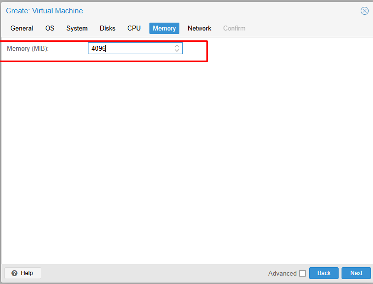 Tab Memory cấp 4096 MB RAM