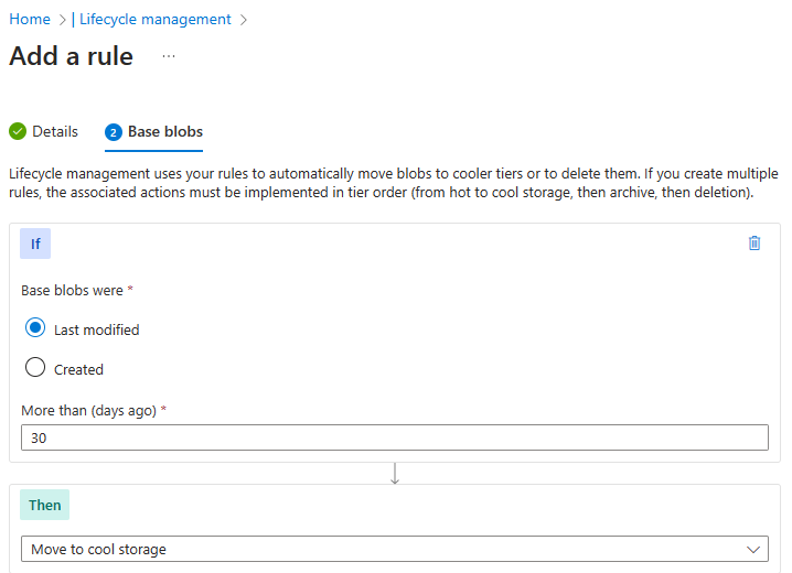 Screenshot move to cool rule conditions