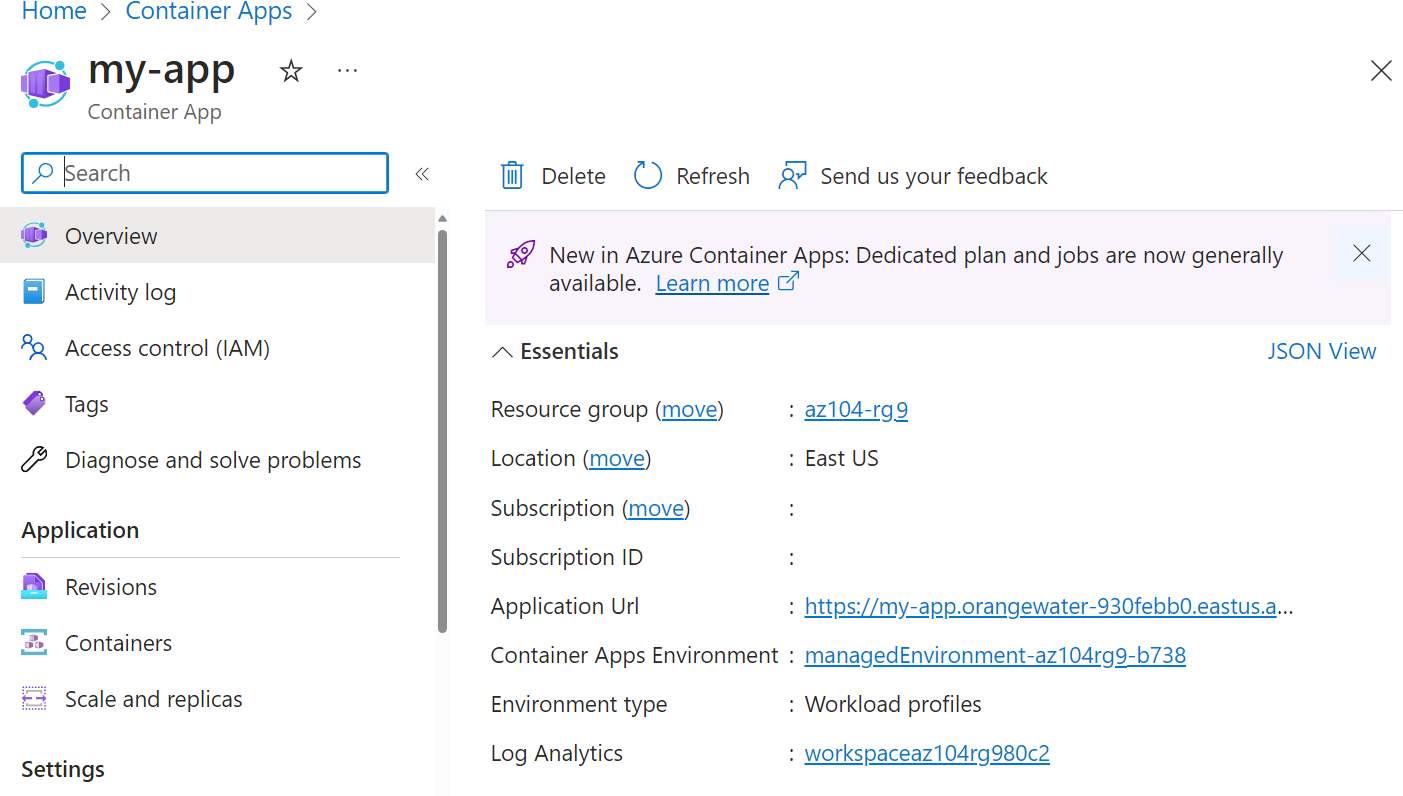 Ảnh chụp màn hình trang overview của ACA trên portal
